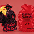 Load image into Gallery viewer, Two novelty pouches shaped like human body parts on a solid red background. The left pouch is irregularly shaped like a hand, featuring a graphic of a cowboy on a horse with the text 'Mango Django'.
