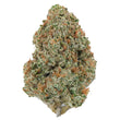Cargar imagen en el visor de la galería, A single dried cannabis bud with a mix of green, orange, and white trichome coverage, isolated on a solid white background.
