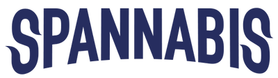 Blue 'SPANNABIS' logo on a transparent background